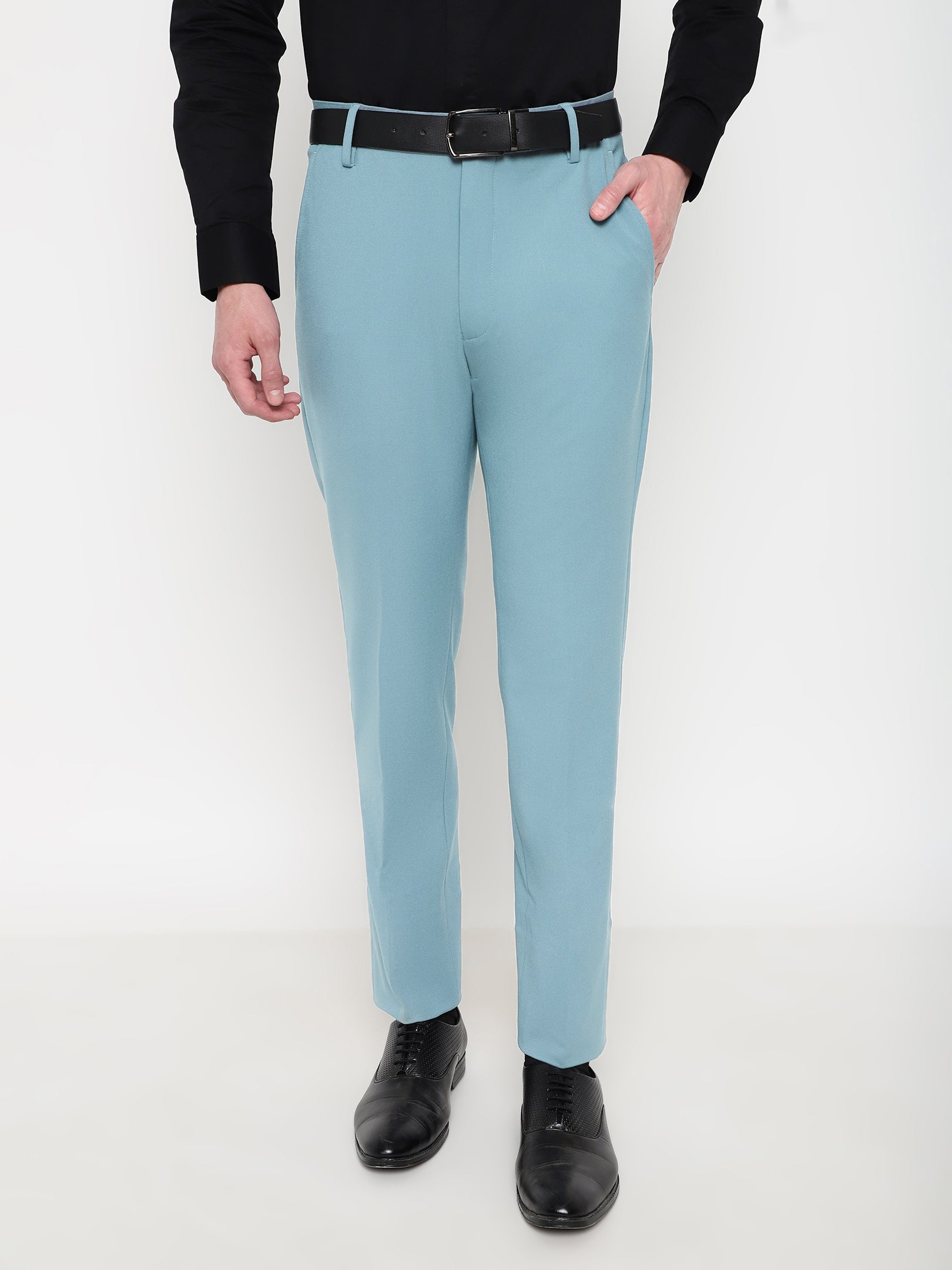 Buy Teal Blue Slim Pants Online - W for Woman