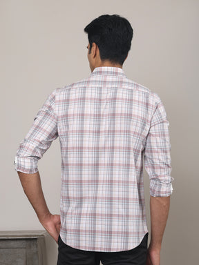 Cotton Checked Casual Shirt in Blush Pink - Comfort Fit