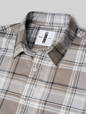 Cotton Checked Casual Shirt in Grey - Comfort Fit