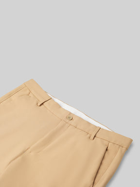 Flex Waist 4-Way Stretch Formal Trousers in Sand - Slim Fit