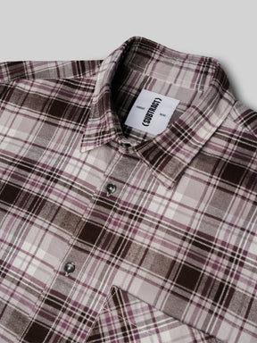 Cotton Checked Casual Shirt in Wine - Comfort Fit