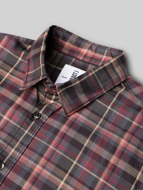 Cotton Checked Casual Shirt in Maroon - Comfort Fit