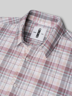 Cotton Checked Casual Shirt in Blush Pink - Comfort Fit