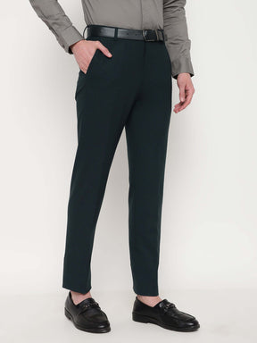 Flex Waist 4-Way Stretch Formal Trousers in Bottle Green- Slim Fit