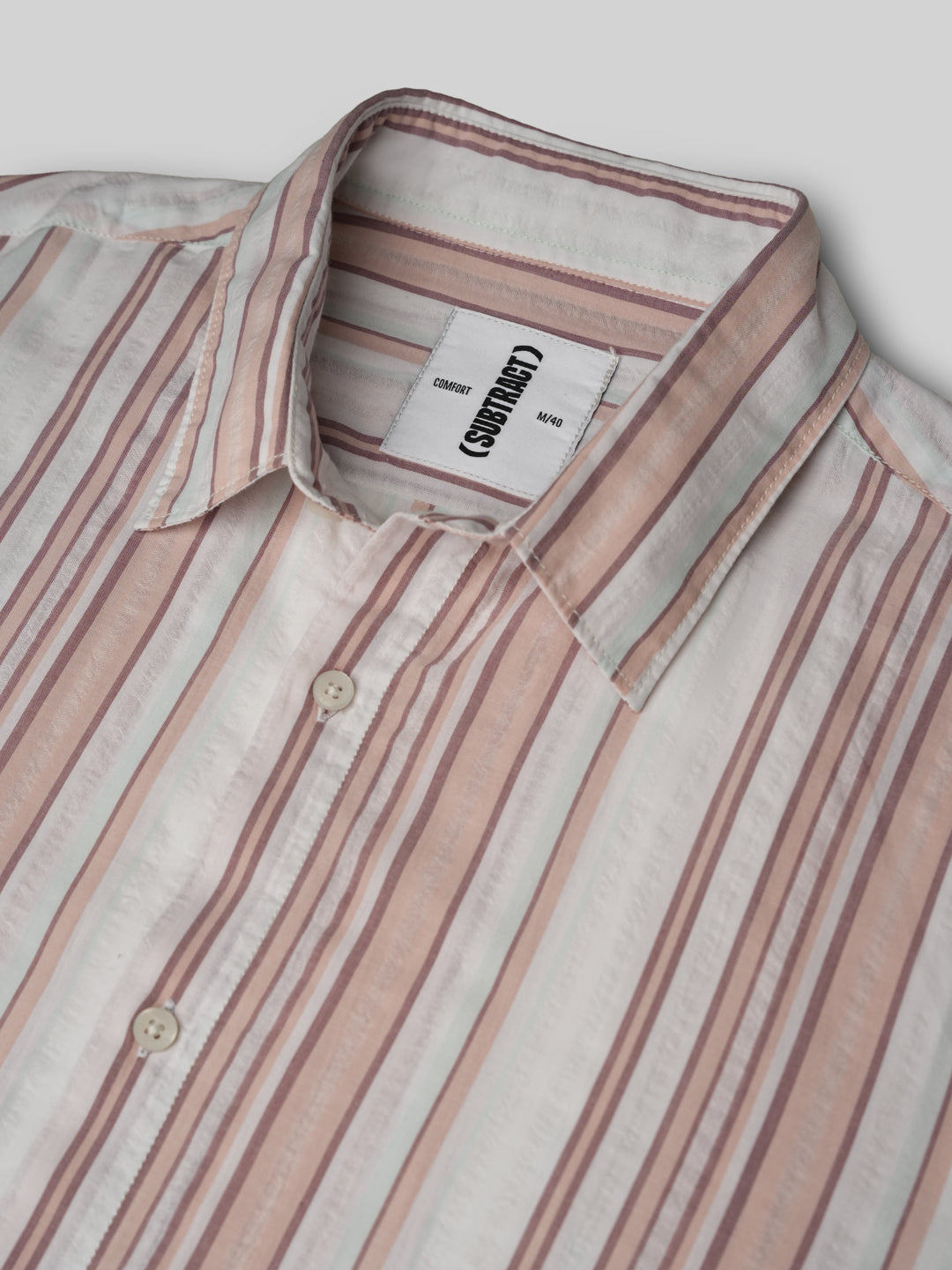 Cotton Striped Casual Shirt in Peach - Comfort Fit