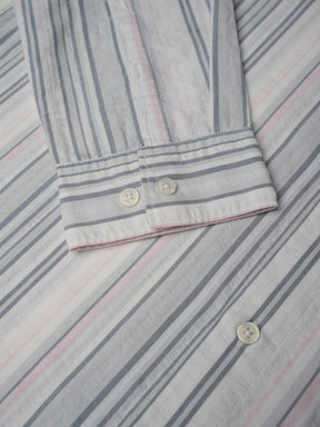 Cotton Striped Casual Shirt in Sky/White - Comfort Fit