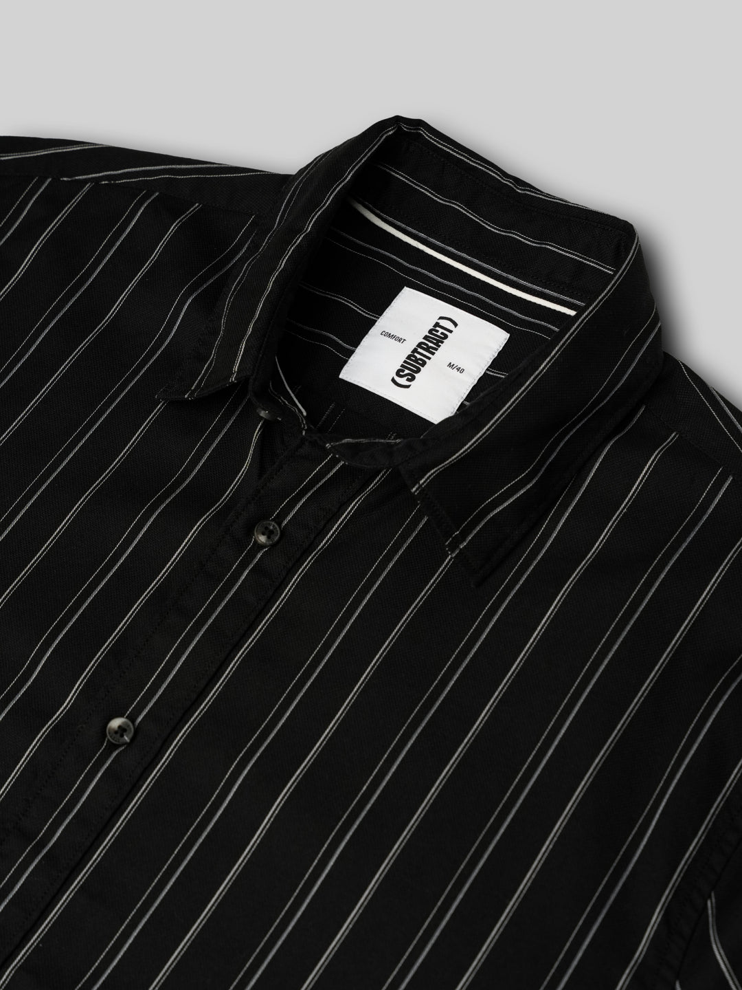 Cotton Striped Casual Shirt in Black - Comfort Fit