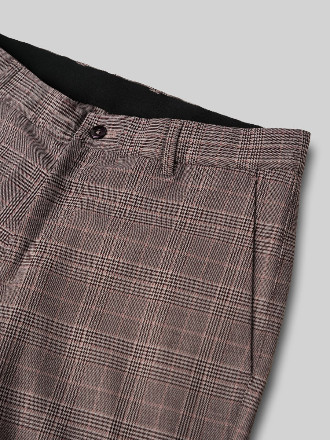 2 Way Stretch Checked Formal Trousers in Mauve - Slim Fit