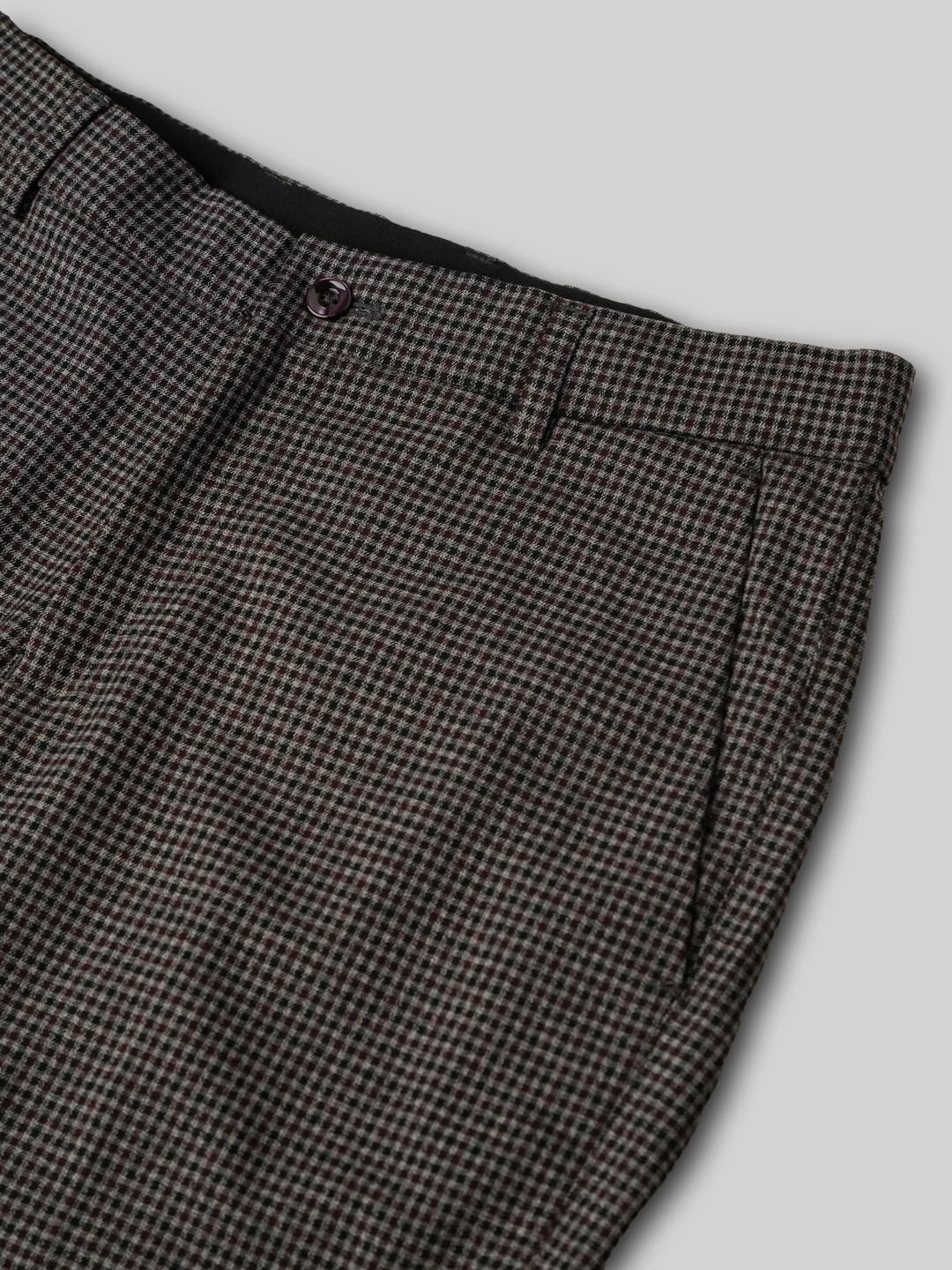 2 Way Stretch Checked Formal Trousers in Grey Violet - Slim Fit