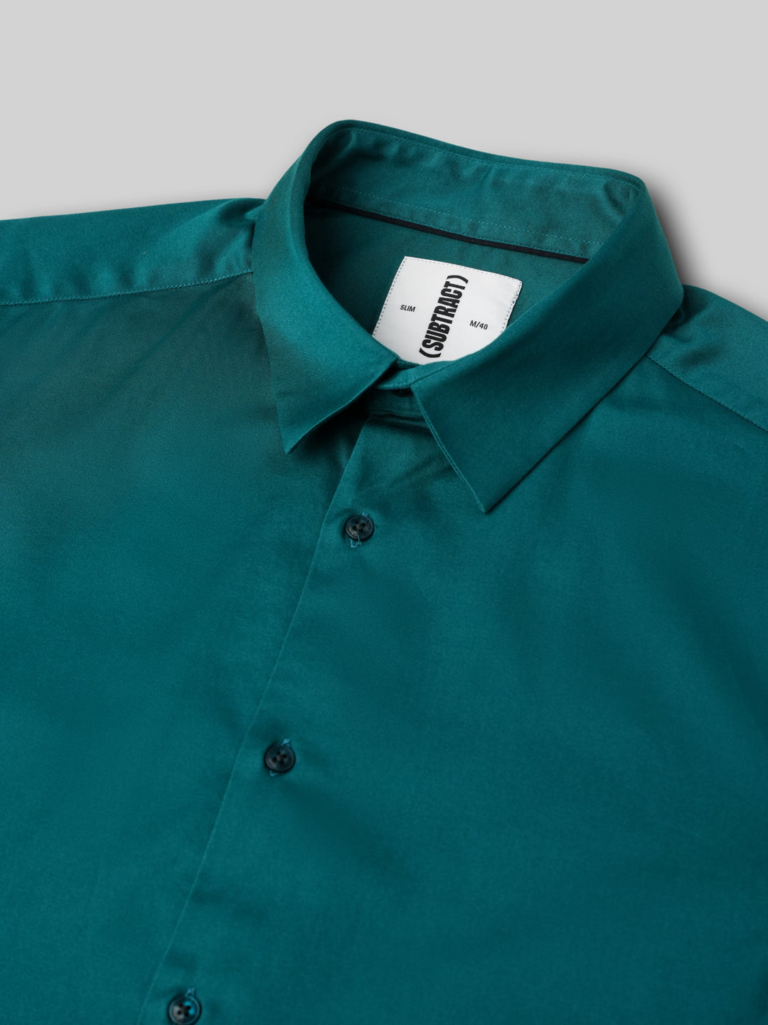 2 Way Stretch Satin Shirt in Teal