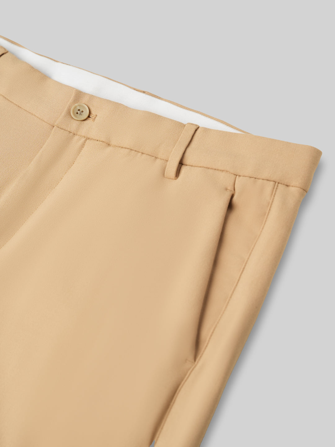 Flex Waist 4-Way Stretch Formal Trousers in Sand - Slim Fit