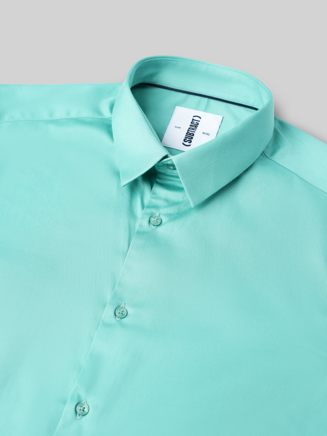 2 Way Stretch Satin Shirt in Mint