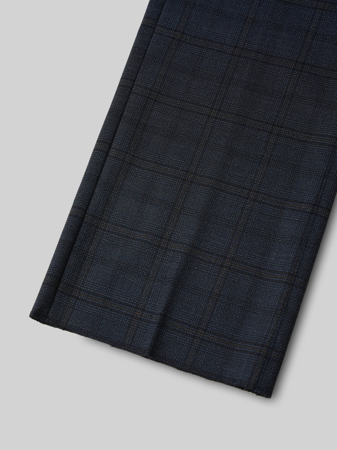 2 Way Stretch Checked Formal Trousers in Oxford Blue - Regular Fit