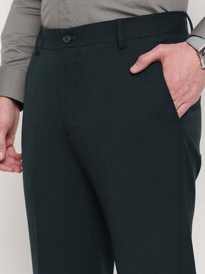 Flex Waist 4-Way Stretch Formal Trousers in Bottle Green- Slim Fit