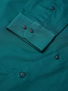 2 Way Stretch Satin Shirt in Teal