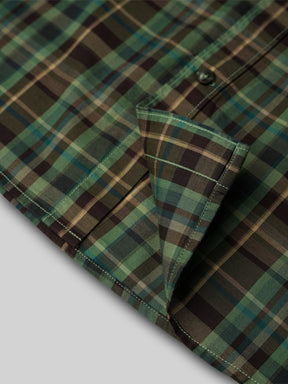 Cotton Checked Casual Shirt in Forest Green - Comfort Fit