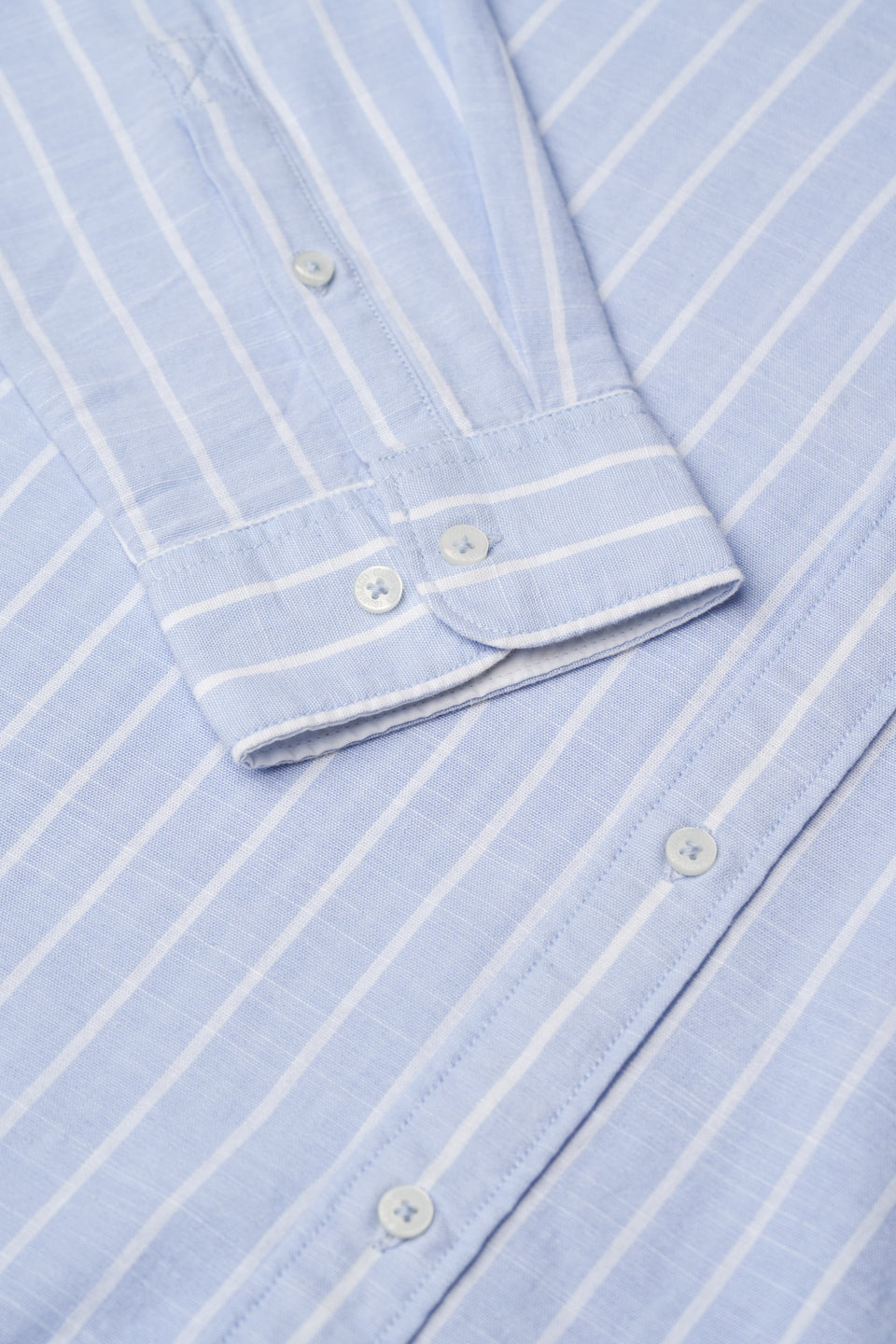 Cotton Linen Striped Casual Shirt in Sky Blue - Comfort Fit