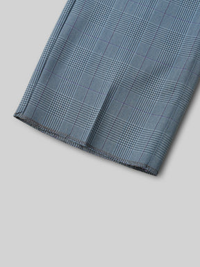 2 Way Stretch Checked Formal Trousers in Sky Blue - Slim Fit