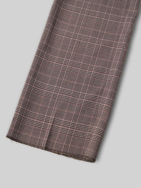 2 Way Stretch Checked Formal Trousers in Mauve - Slim Fit