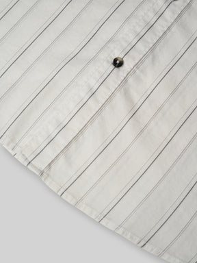 Cotton Striped Casual Shirt in White - Comfort Fit