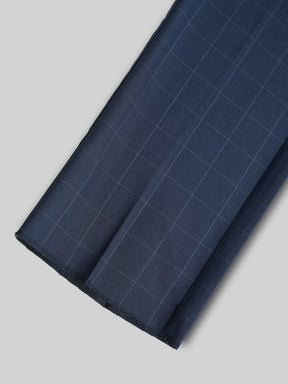 2 Way Stretch Checked Formal Trousers in Stone Blue - Slim Fit