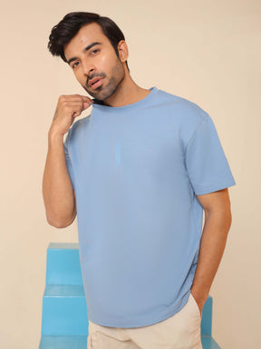 Oversized Round Neck T-Shirt in Frost Blue