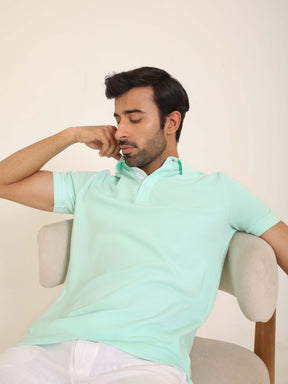 Organic Cotton Polo in Ice Green