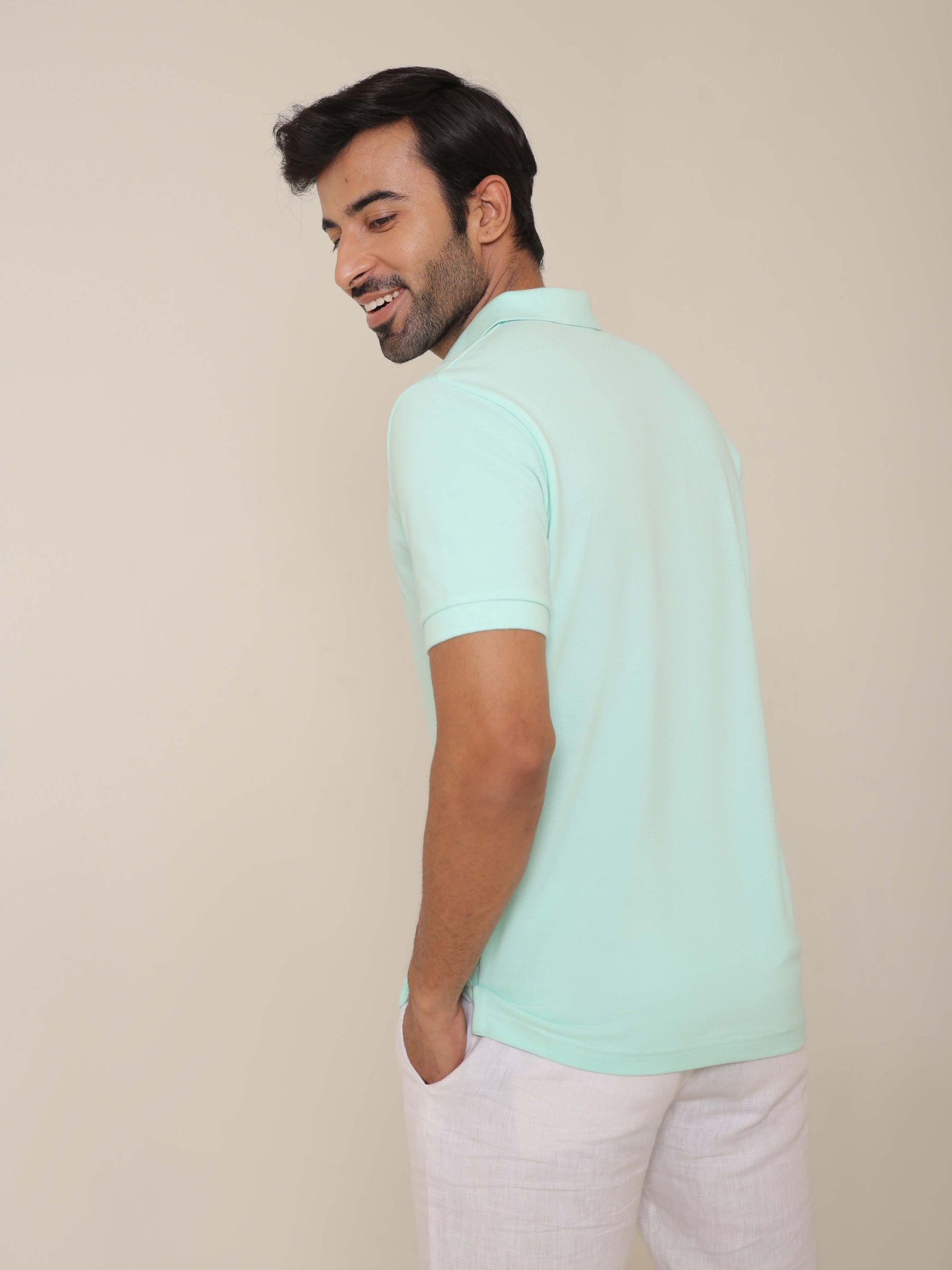 Organic Cotton Polo in Ice Green