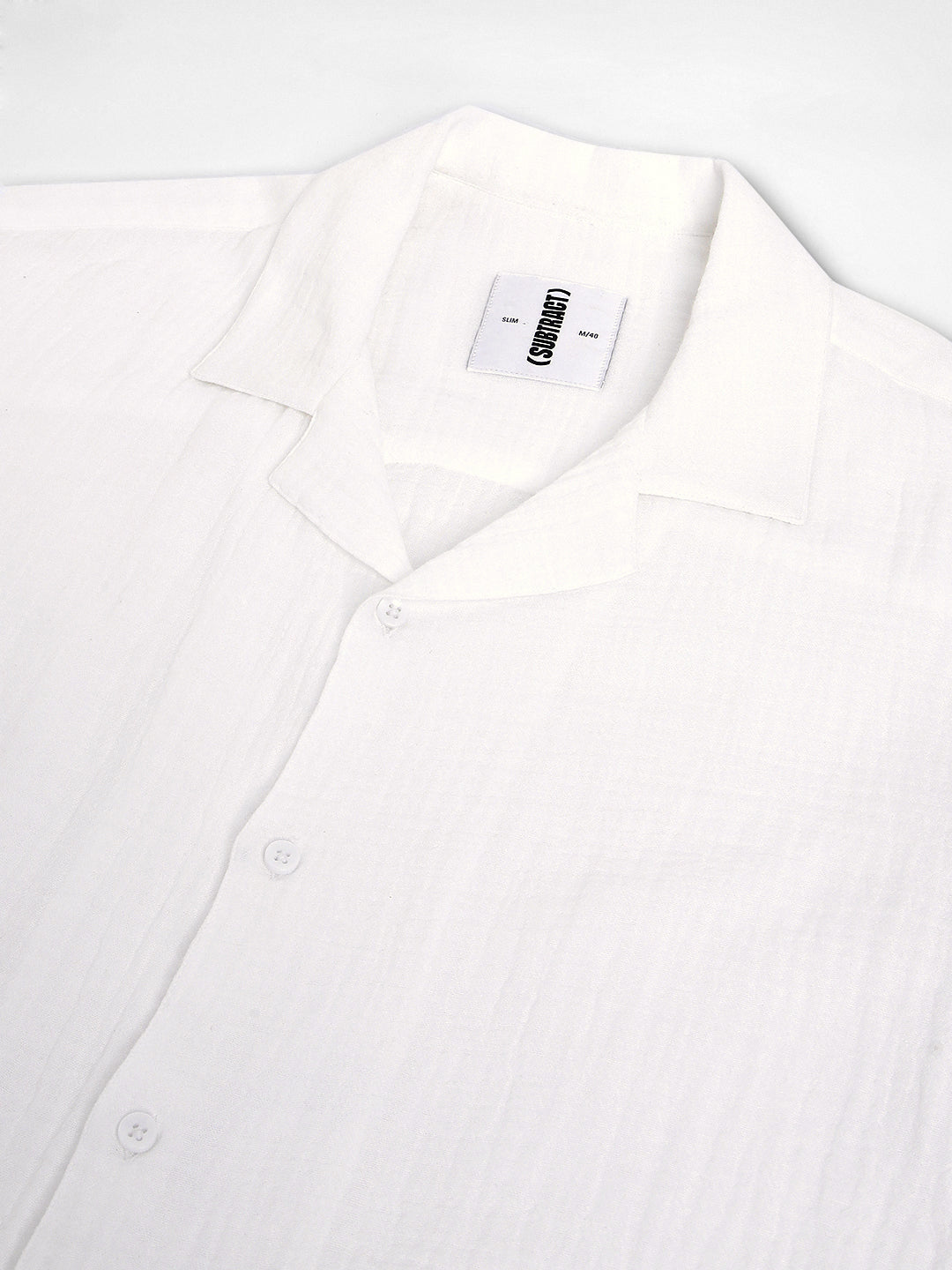 Cuban Collar Half Sleeve Casual Shirt in White - Comfort Fit