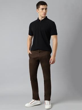 2 Way Stretch Chinos in Chocolate Brown- Slim Fit