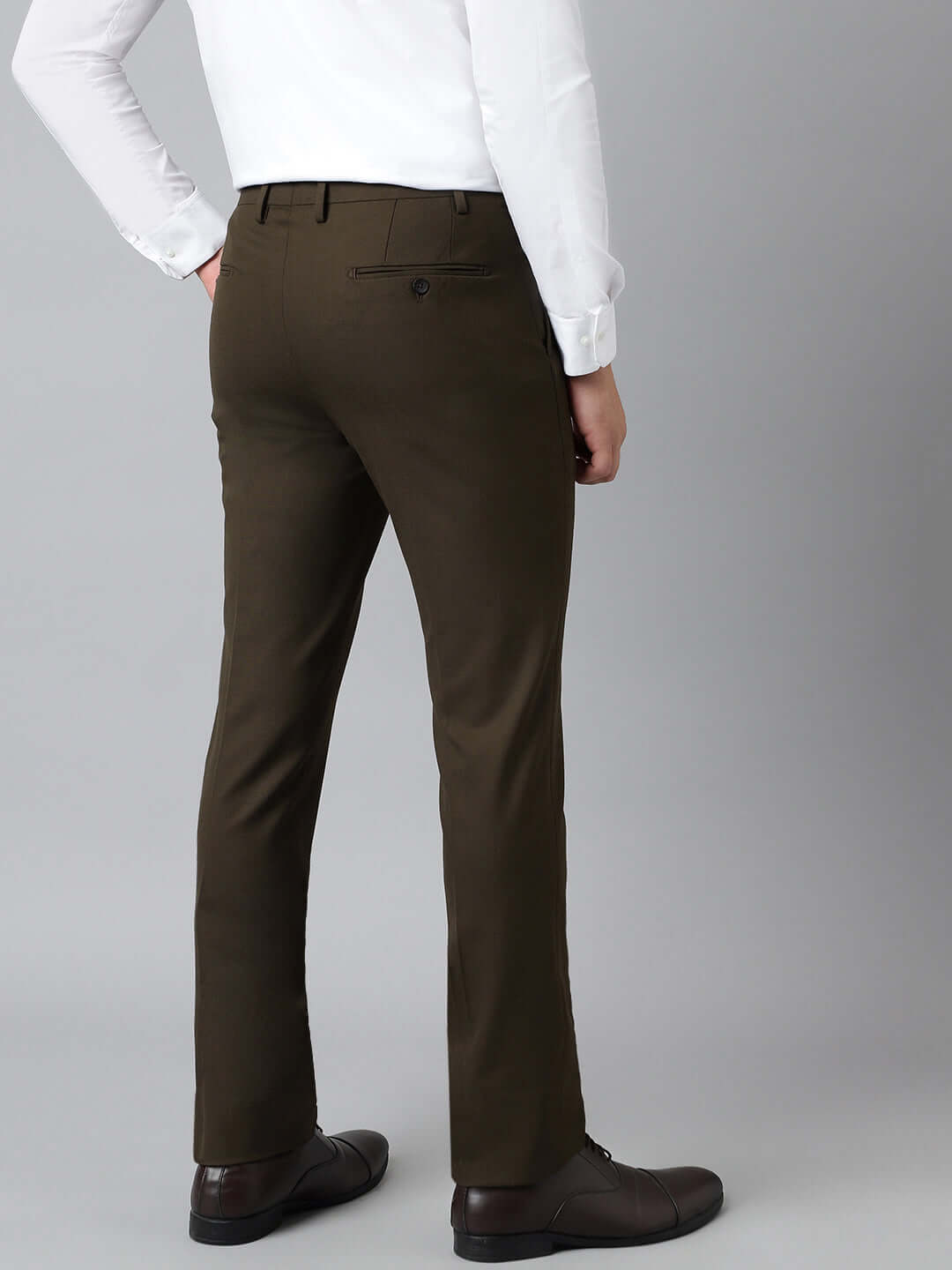 Flex Waist 4-Way Stretch Formal Trousers in Jade Olive- Slim Fit