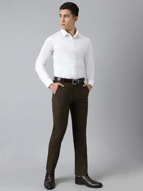 Flex Waist 4-Way Stretch Formal Trousers in Jade Olive- Slim Fit