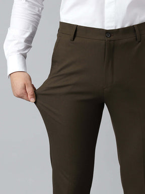 Flex Waist 4-Way Stretch Formal Trousers in Jade Olive- Slim Fit