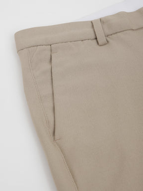 Flex Waist 4-Way Stretch Formal Trousers in Beige - Slim Fit