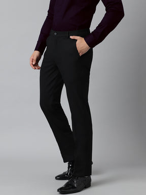 Flex Waist 4-Way Stretch Formal Trousers in Black- Slim Fit