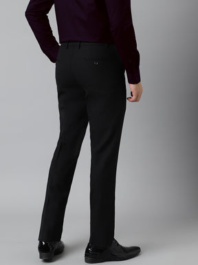 Flex Waist 4-Way Stretch Formal Trousers in Black- Slim Fit