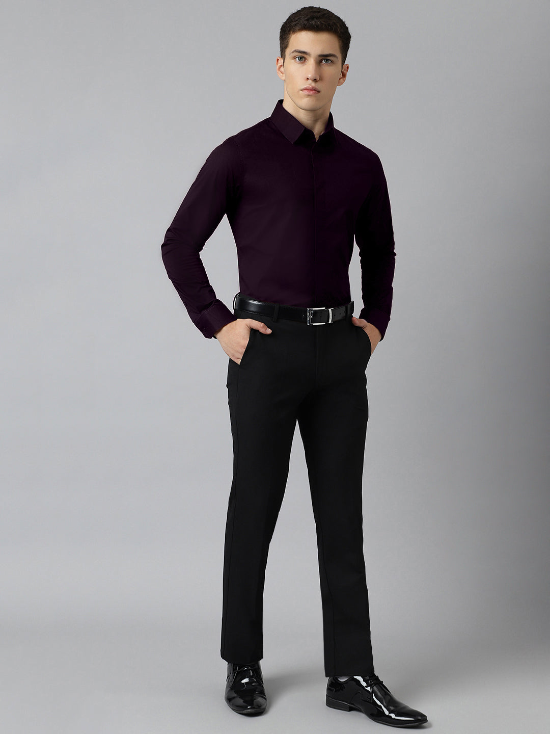 Flex Waist 4-Way Stretch Formal Trousers in Black- Slim Fit