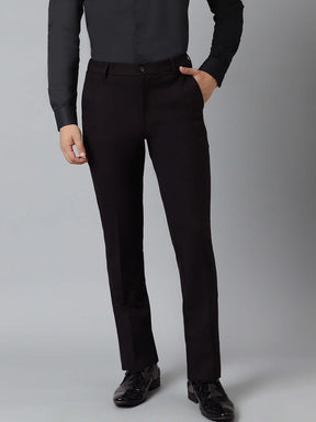 Flex Waist 4-Way Stretch Formal Trousers in Dark Wine- Slim Fit