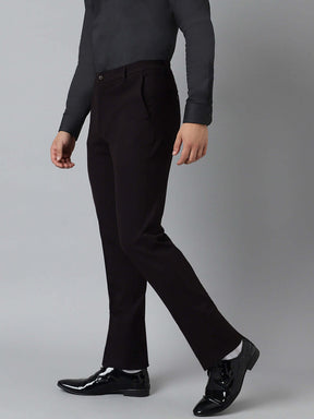 Flex Waist 4-Way Stretch Formal Trousers in Dark Wine- Slim Fit