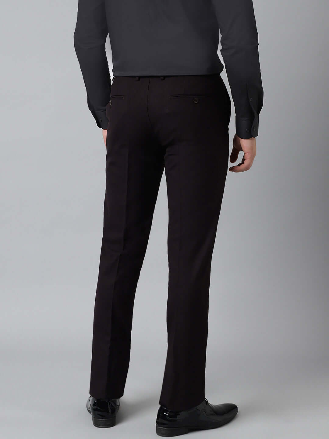 Flex Waist 4-Way Stretch Formal Trousers in Dark Wine- Slim Fit