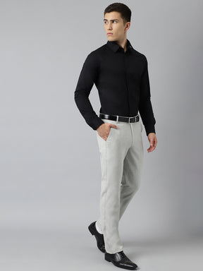 Flex Waist 4-Way Stretch Formal Trousers in Lunar Grey - Slim Fit