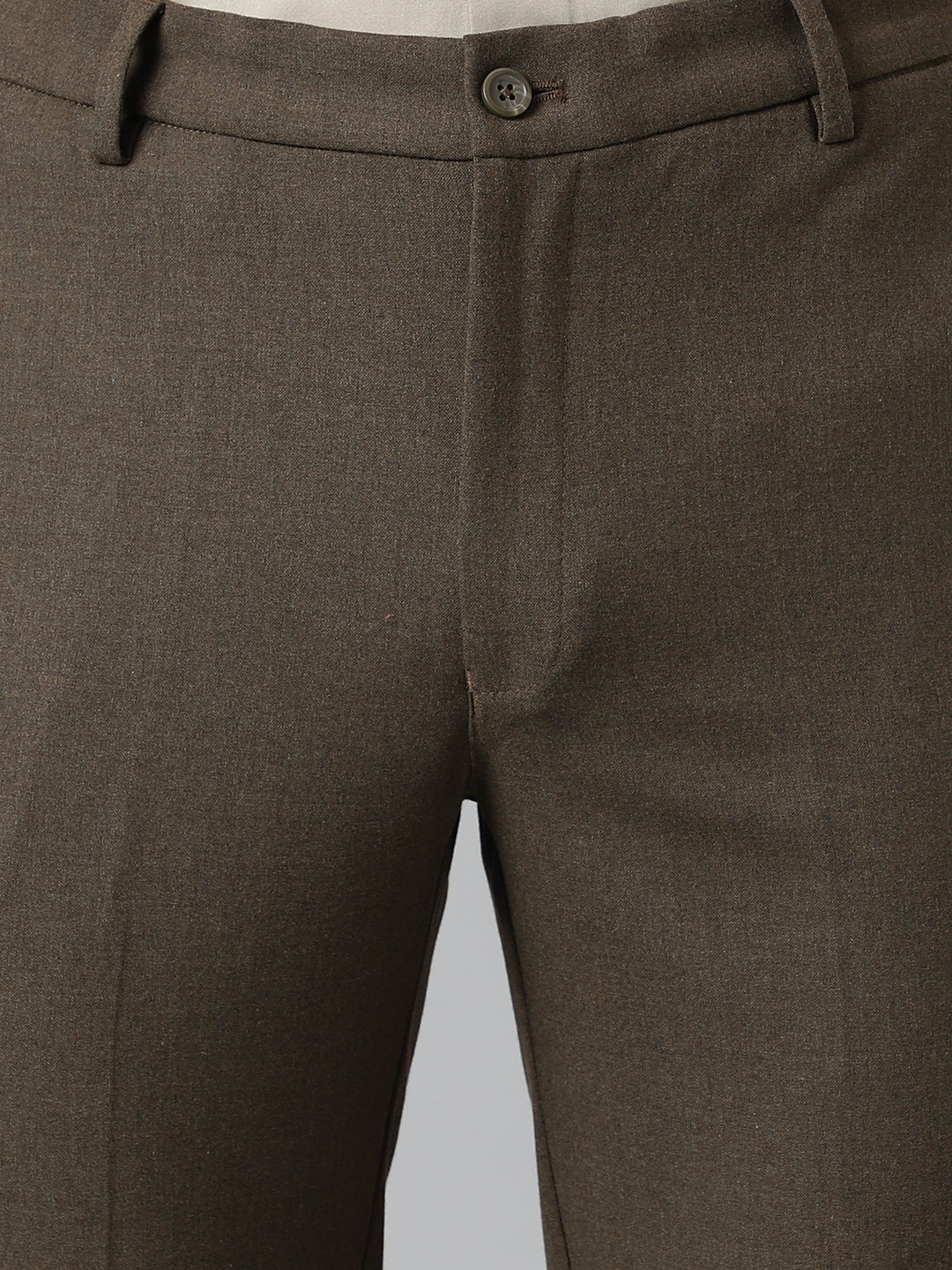 Flex Waist 4-Way Stretch Formal Trousers in Oak Brown - Slim Fit