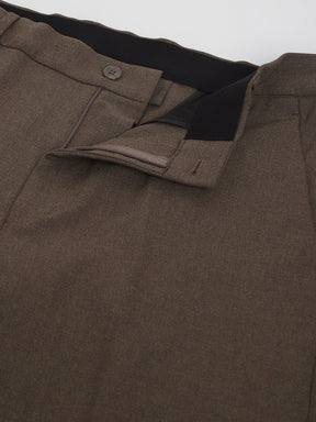 Flex Waist 4-Way Stretch Formal Trousers in Oak Brown - Slim Fit