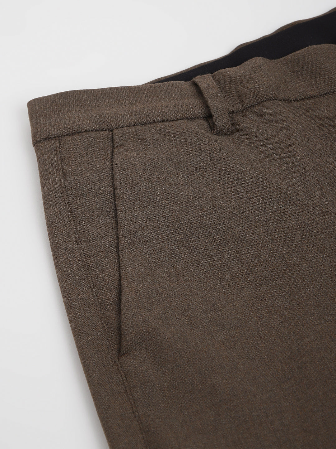 Flex Waist 4-Way Stretch Formal Trousers in Oak Brown - Slim Fit