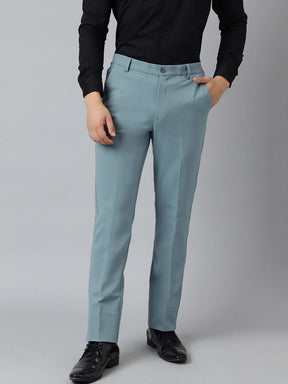 Flex Waist 4-Way Stretch Formal Trousers in Powder Blue- Slim Fit