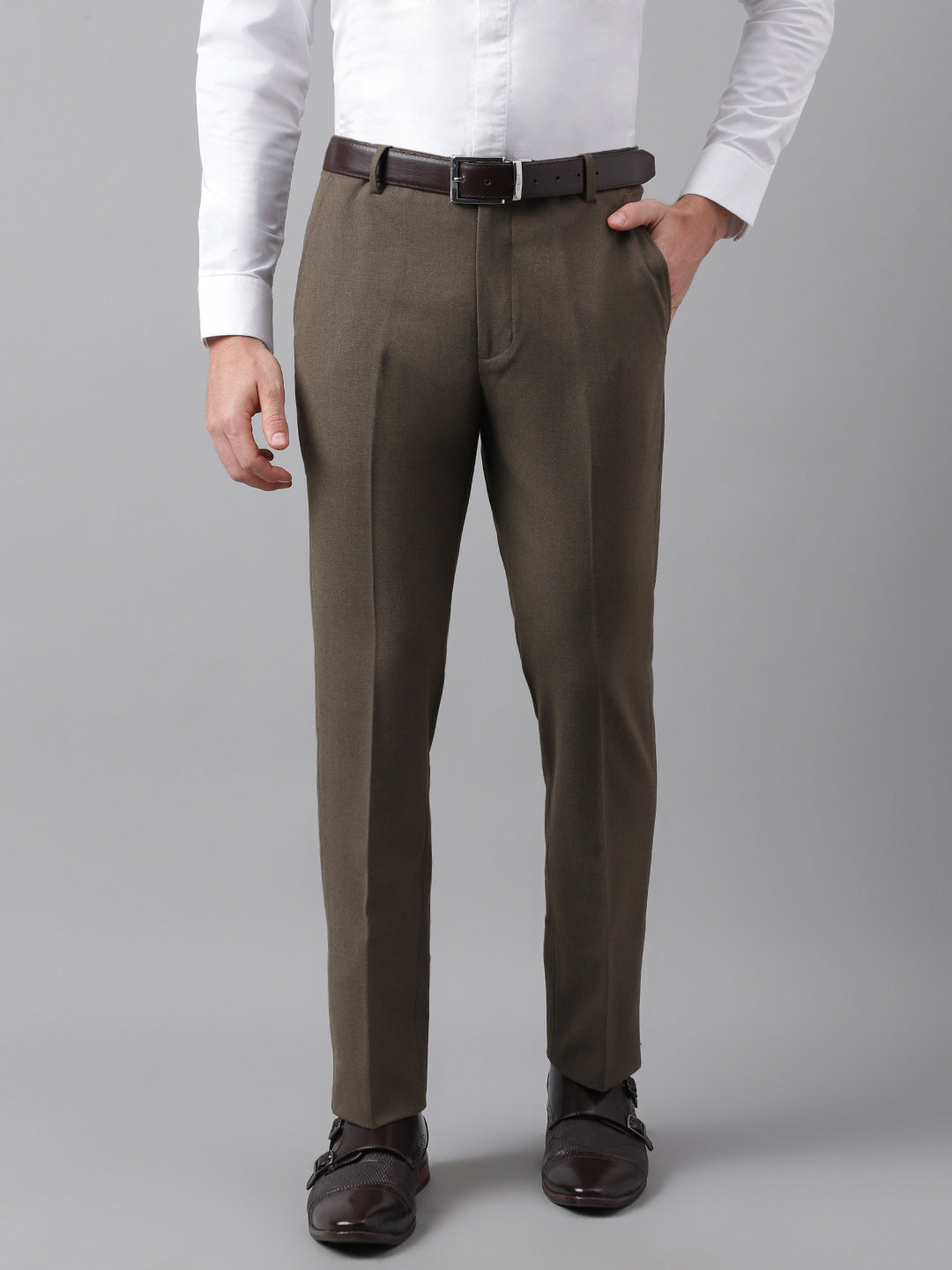 Buy STOP Dobby Polyester Viscose Stretch Slim Fit Mens Trousers | Shoppers  Stop